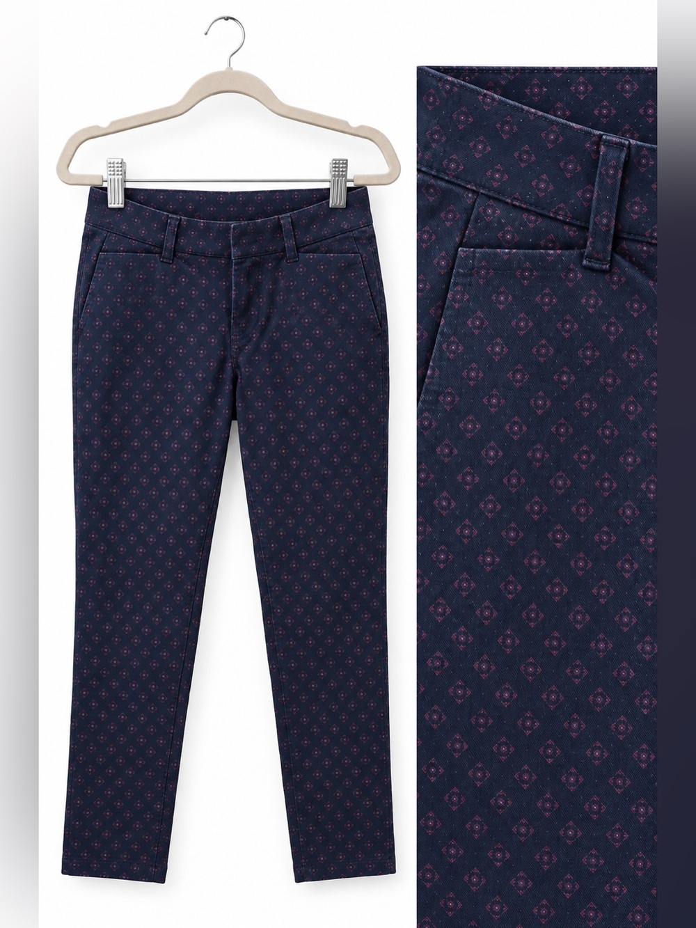 Faded Glory Navy Skinny Pants with Pink Diamond Print